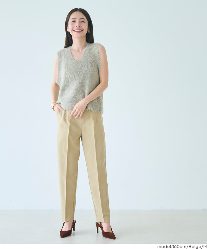 3D彈性美腿高腰錐形西裝褲