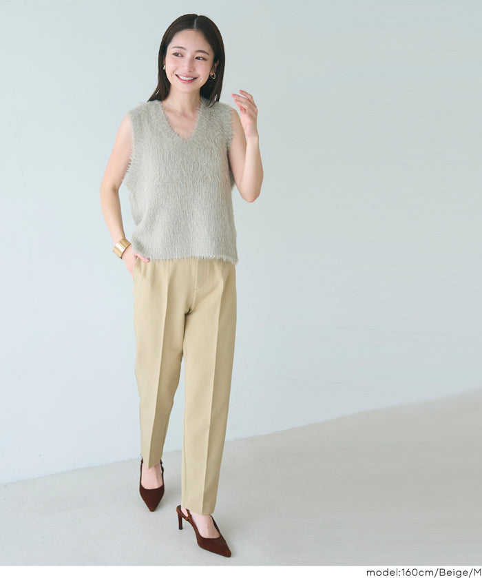 3D彈性美腿高腰錐形西裝褲