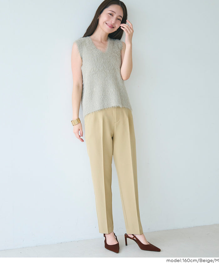 3D彈性美腿高腰錐形西裝褲