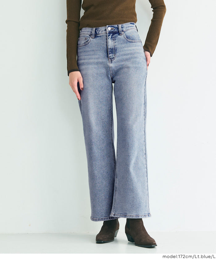 【DAILY WARM】內刷毛牛仔寬褲