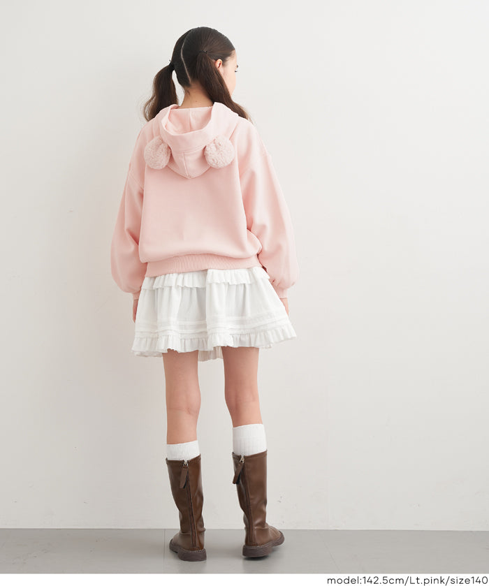 童裝 內刷毛熊耳連帽大學T