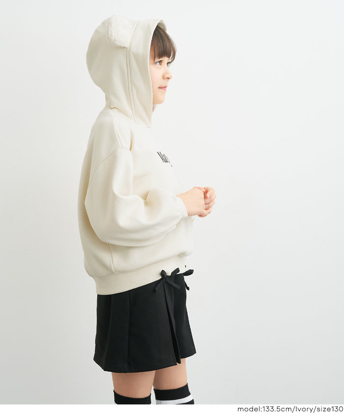 童裝 內刷毛熊耳連帽大學T