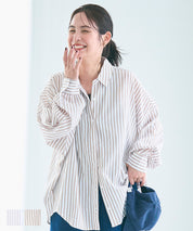 輕柔棉質寬鬆長袖襯衫