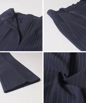 條紋修身喇叭褲