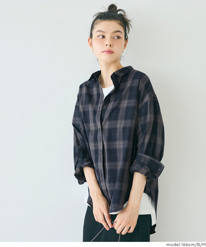 格紋寬鬆襯衫
