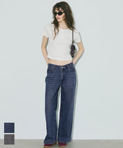 低腰寬版牛仔褲