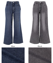 低腰寬版牛仔褲