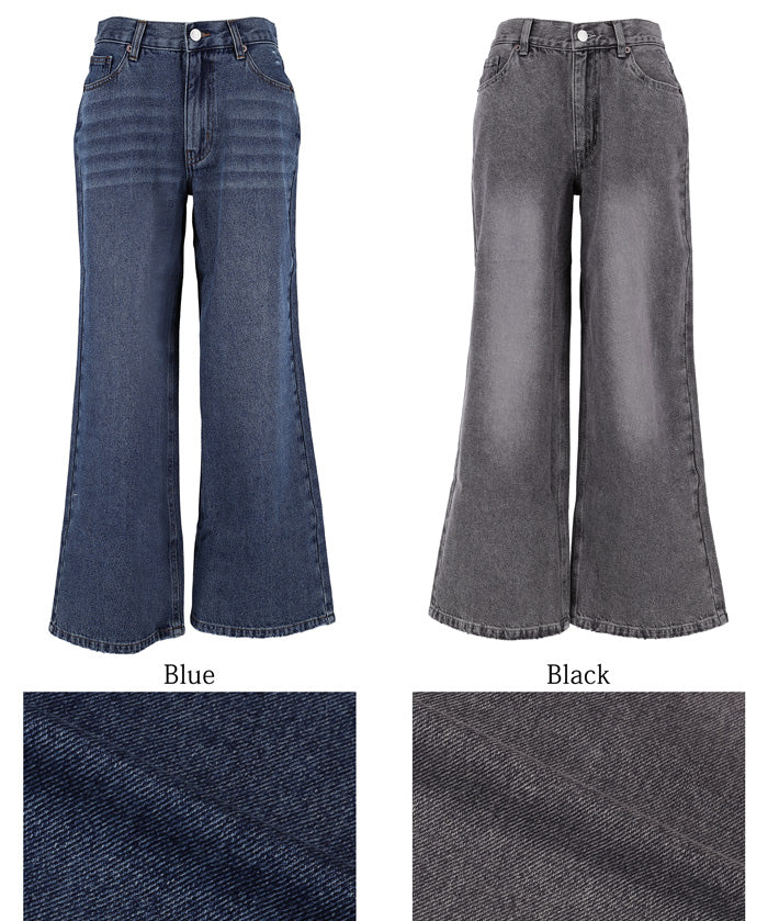 低腰寬版牛仔褲