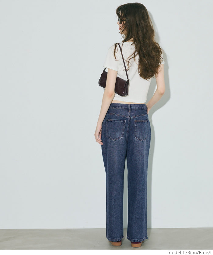 低腰寬版牛仔褲