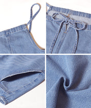 牛仔細肩吊帶連身褲