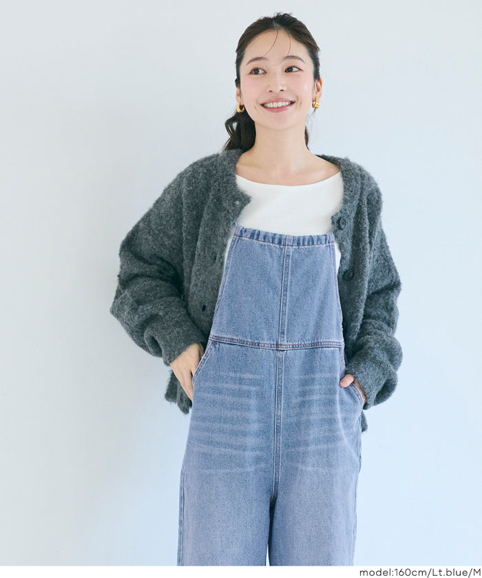 牛仔細肩吊帶連身褲