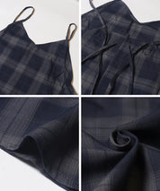 格紋吊帶連身裙