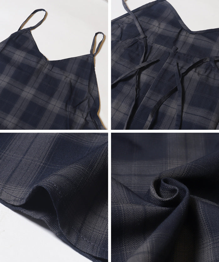 格紋吊帶連身裙