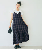 格紋吊帶連身裙
