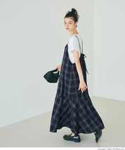 格紋吊帶連身裙