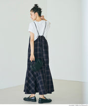格紋吊帶連身裙