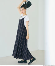 格紋吊帶連身裙