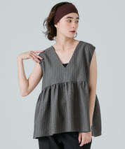 人字紋荷葉邊背心