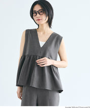 人字紋荷葉邊背心