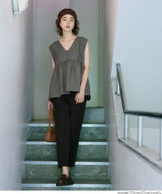 人字紋荷葉邊背心