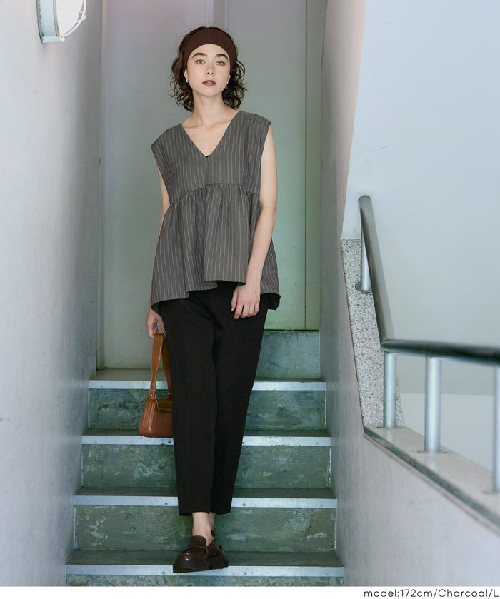 人字紋荷葉邊背心