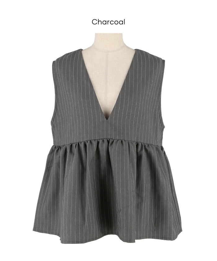 人字紋荷葉邊背心