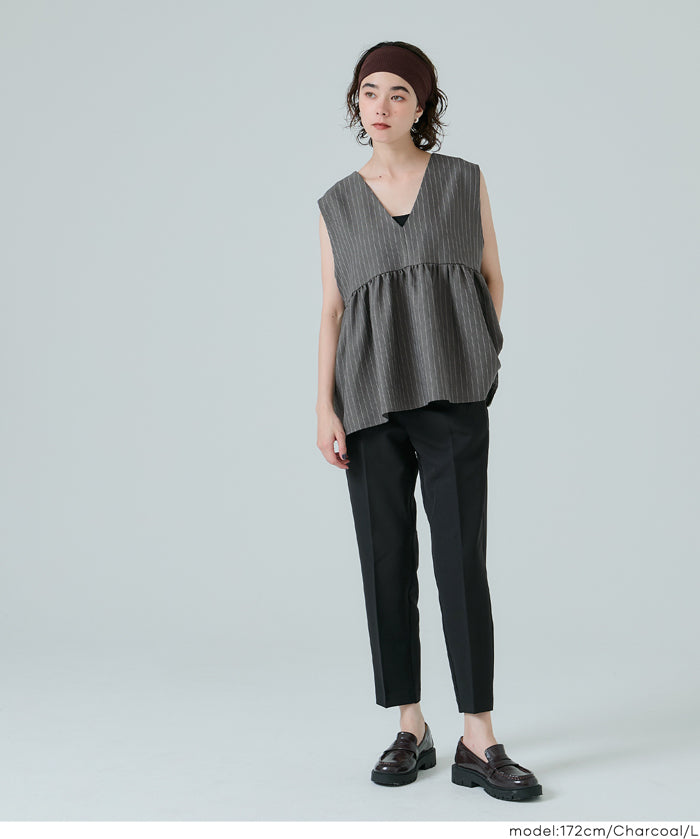 人字紋荷葉邊背心