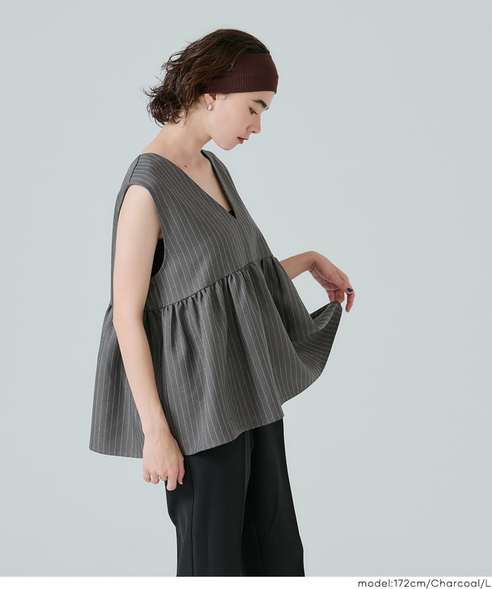 人字紋荷葉邊背心