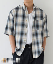 格紋短袖襯衫