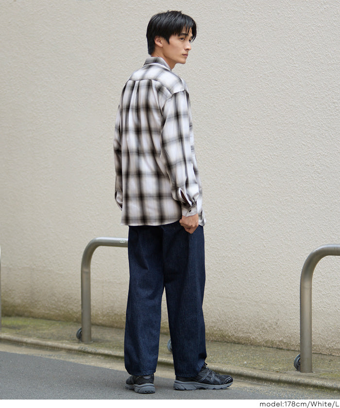 馬德拉斯格紋長袖襯衫