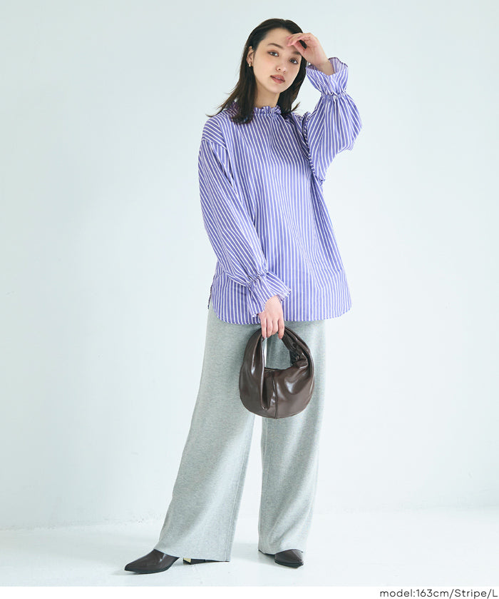 立領荷葉邊襯衫