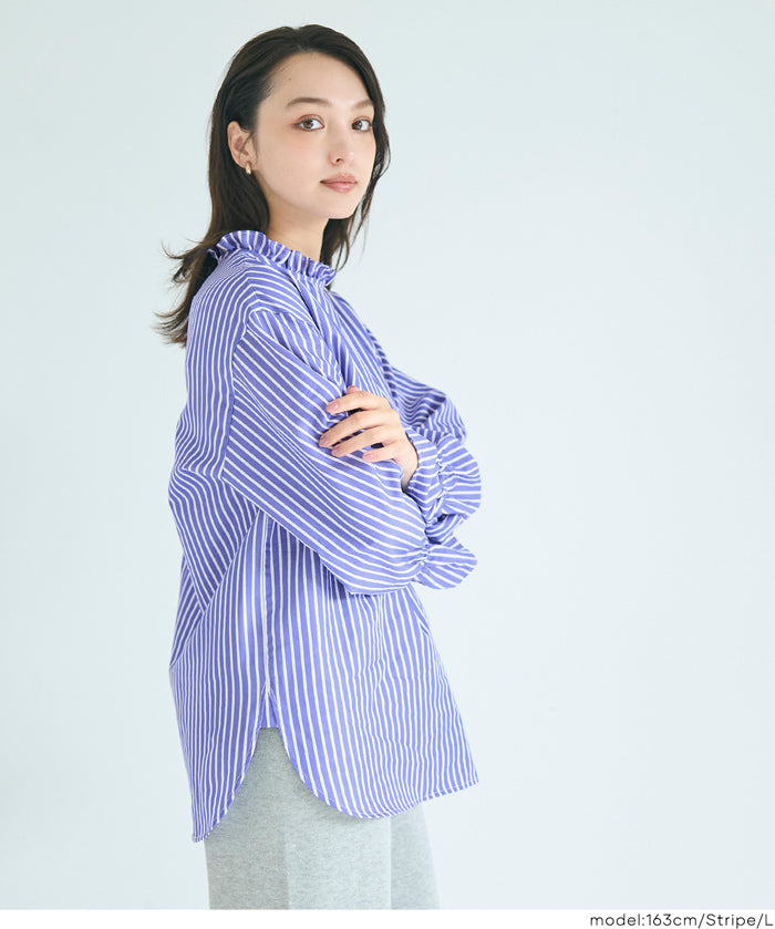 立領荷葉邊襯衫