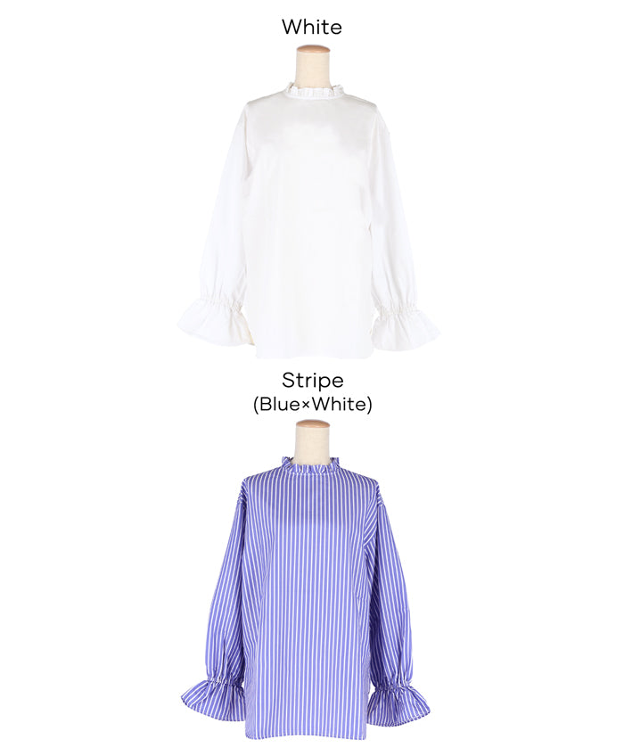 立領荷葉邊襯衫