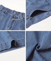 打褶寬版牛仔褲