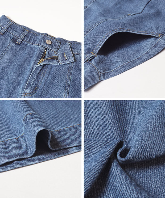 打褶寬版牛仔褲