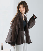 透膚抽皺A字襯衫