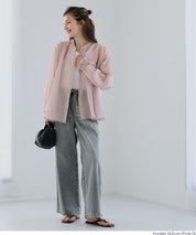 透膚抽皺A字襯衫