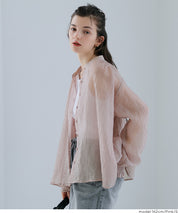 透膚抽皺A字襯衫