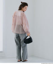 透膚抽皺A字襯衫