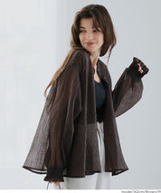 透膚抽皺A字襯衫