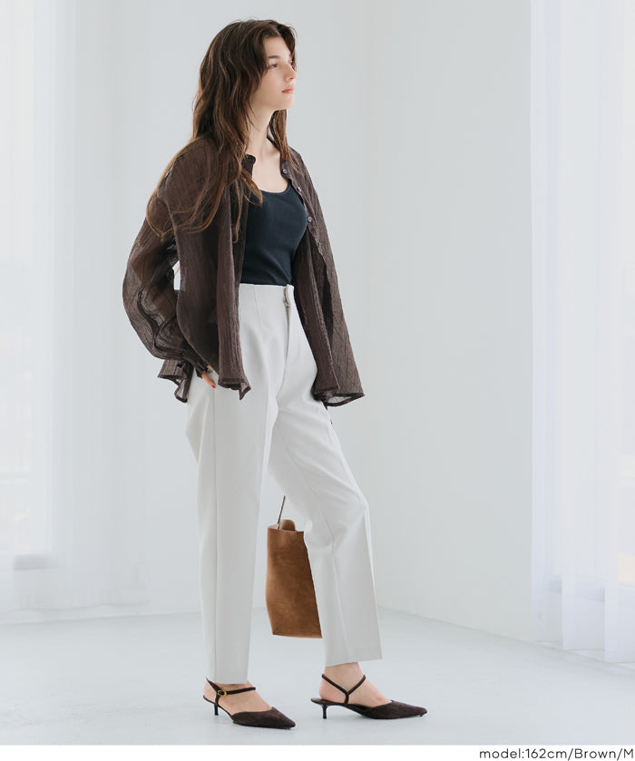 透膚抽皺A字襯衫