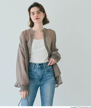 透膚抽皺A字襯衫