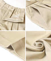 打褶寬版卡其褲