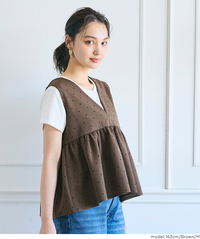 水玉荷葉背心