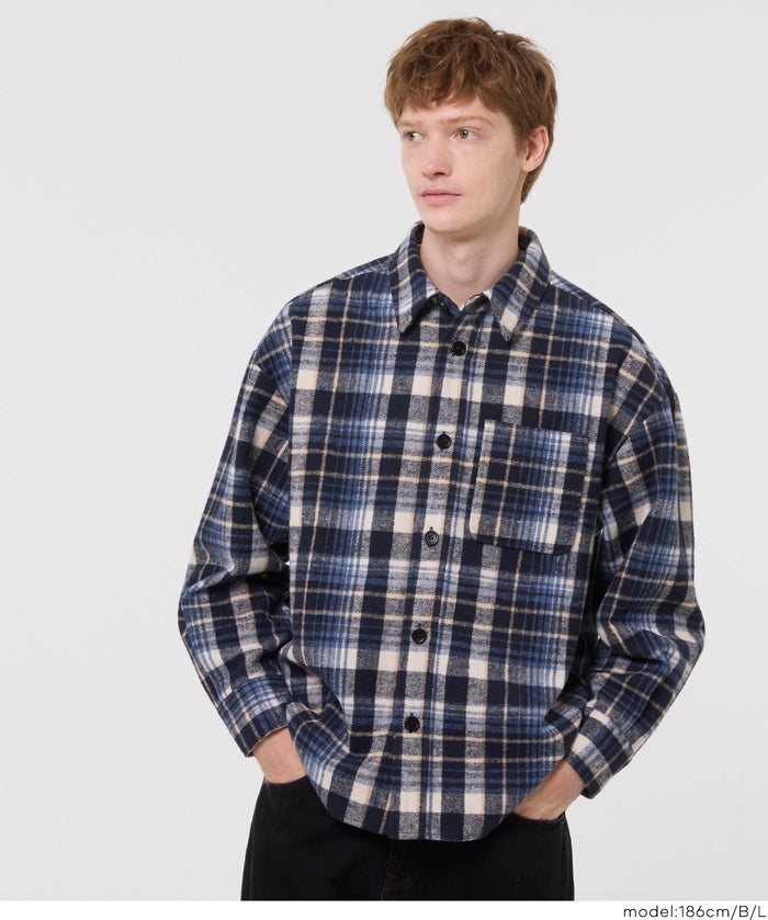 厚磅法蘭絨格紋襯衫