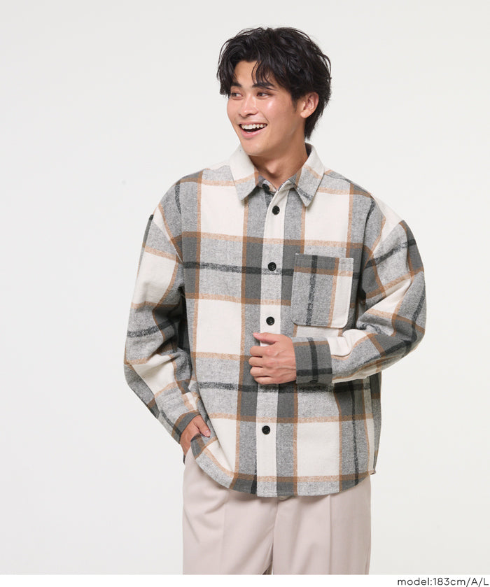 厚磅法蘭絨格紋襯衫