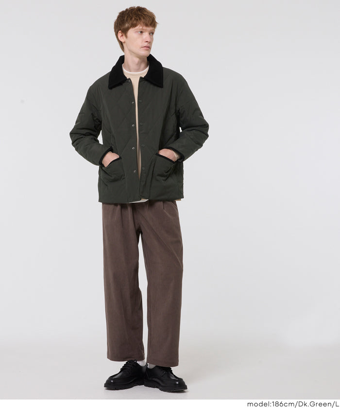 可水洗鋪棉菱格外套