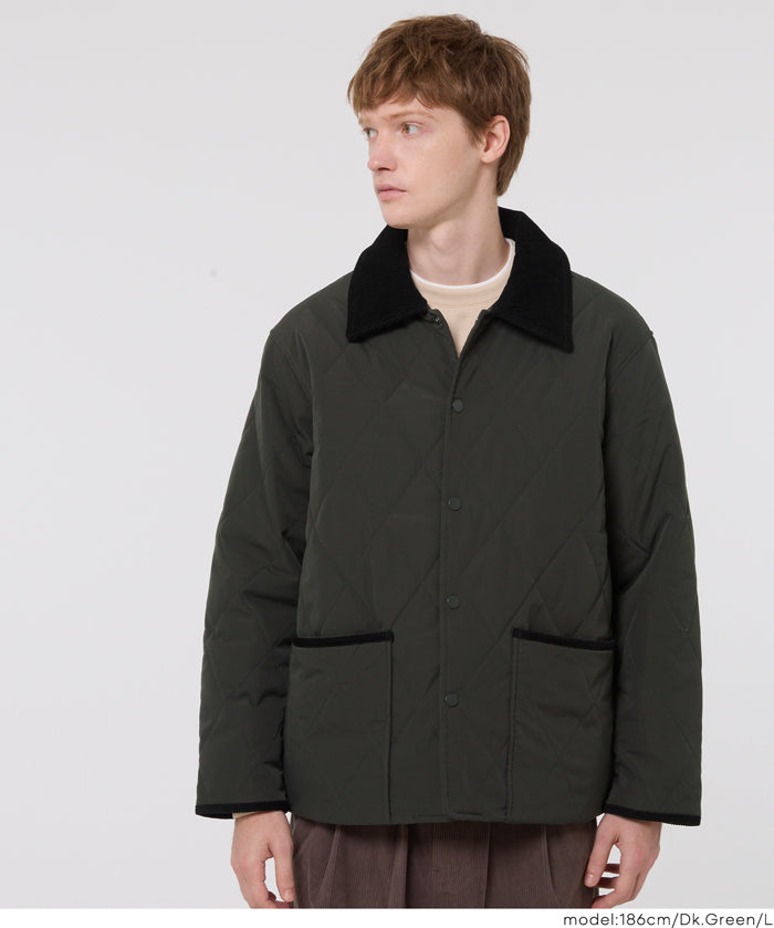 可水洗鋪棉菱格外套