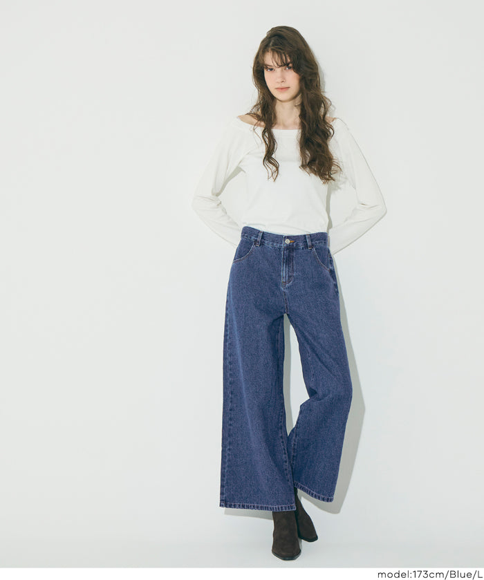 低腰寬版牛仔褲