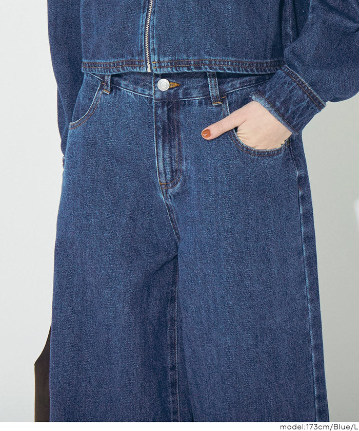 低腰寬版牛仔褲